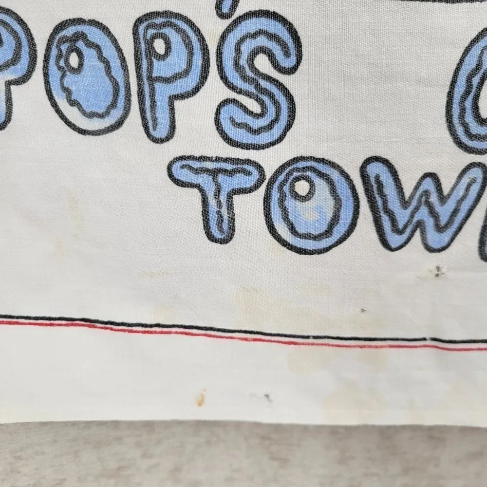 Mom's and Pop's Vintage Crying Towel with Colorful Cartoon Designs